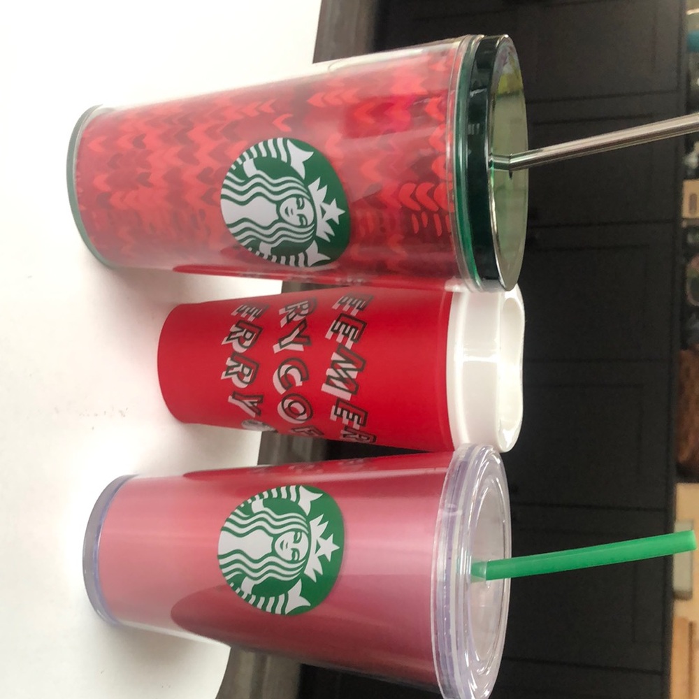 Starbucks Red and Pink Tumbler Set